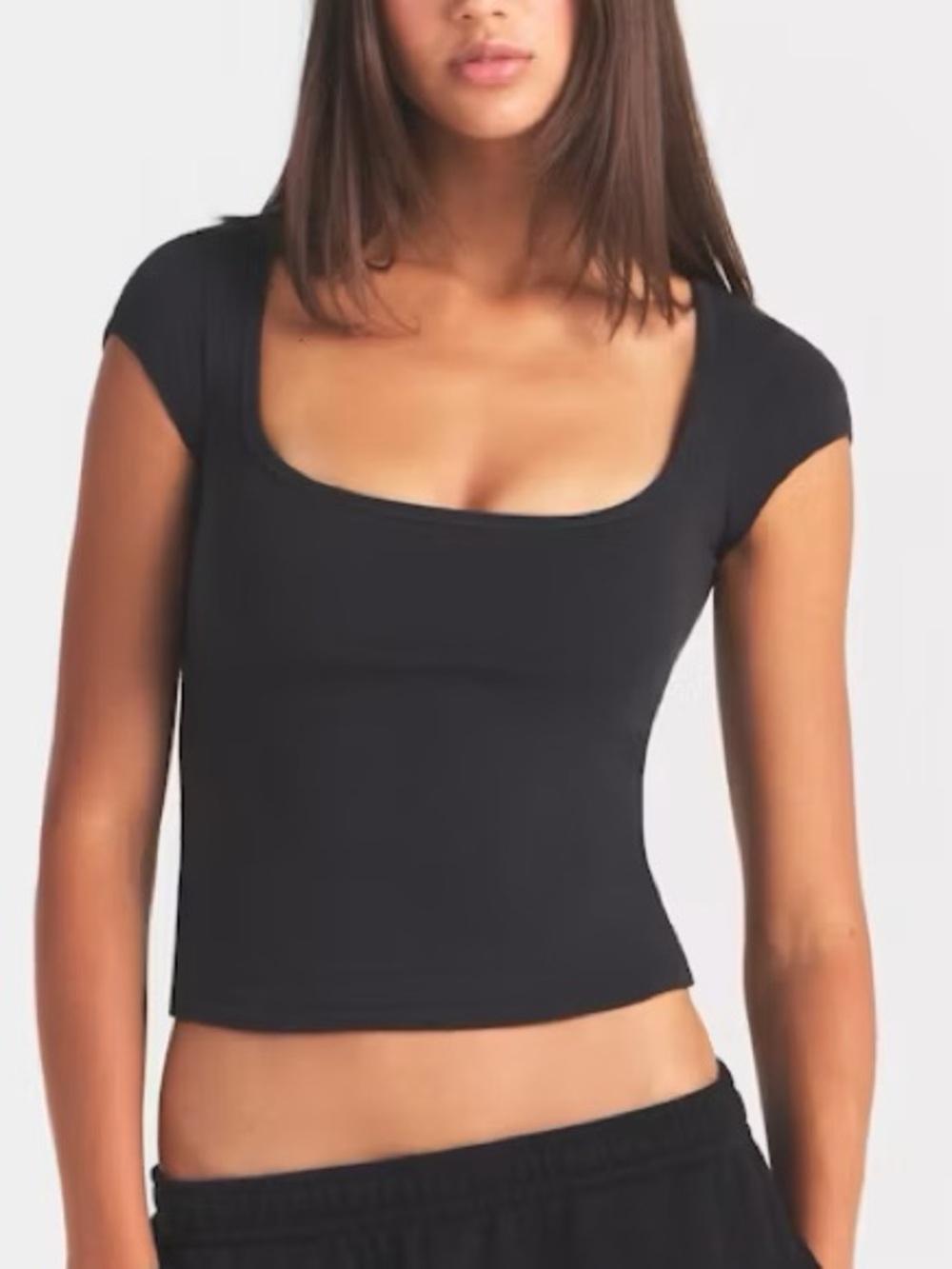NWT SKIMS Cotton Jersey Scoop Neck Short Sleeve Tee Soot S